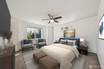 Primary bedroom 1st view Virtually staged