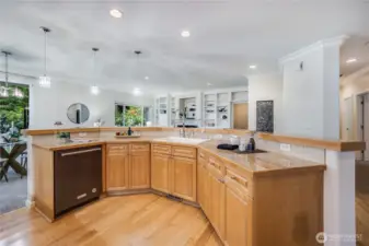 The sparkling pendants over the kitchen island were newly installed! Imagine whipping up favorite meals, entertaining for special events, or creating special holiday foods in this wonderfully designed kitchen.