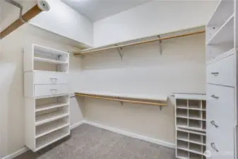 There’s ample space for your wardrobe, shoes, and accessories in the walk-in closet of the primary suite!