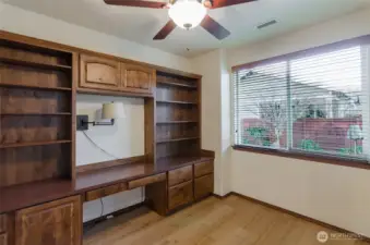 Another view of the built-in.  It has adjustable shelves and overlooks the back yard.