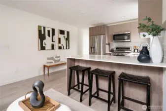 Kitchen peninsula with seating