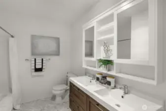 All upstairs bathrooms are fully remodeled with gorgeous dual sinks