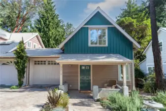 Welcome to 2314 Ebony in the Treehouse cottage neighborhood. It looks like a house, but technically it's a condo. Main floor has bamboo floors, large living/dining space with a door to the back patio. Upstairs there are two bedrooms and a full bath with washer/dryer. Take a look at the inside.