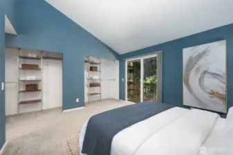 Closet includes lots of built-in storage.