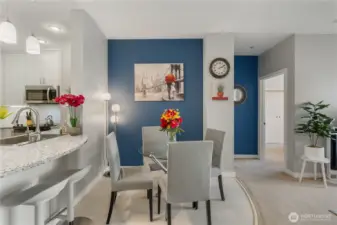 Elegant dining area and breakfast counter