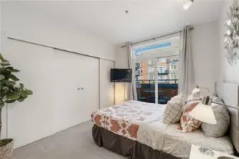 Bedroom with courtyard facing balcony