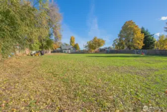 Sprawling backyard ideal for building, recreation, or creating a private park-like retreat.