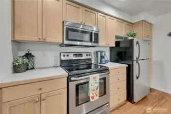 Well-appointed kitchen with stainless appliances.