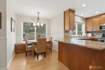 Morning coffee with plenty of seating and back yard view.