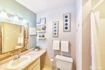 Clean and functional 3/4 bath with step-in shower.