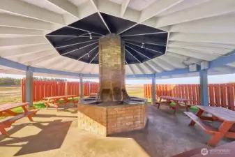 Community BBQ space designed for relaxed  entertaining with minimal cleanup.