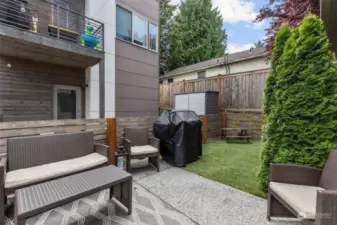 Enjoy your front patio for bbq'ing, complete with turf!