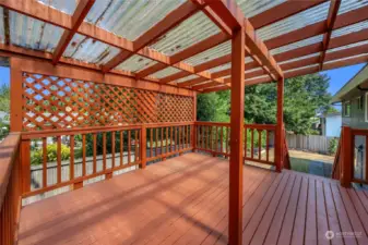 Wrap around deck off kitchen and dining room upstairs