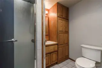 Additional bathroom in garage of main home