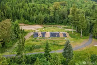 Looking south at the property, you have two building sites on the top of the hill, which is ideal for a home and shop