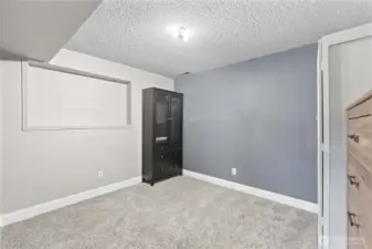 Flex room currently functioning as a closet for lower level bedroom.