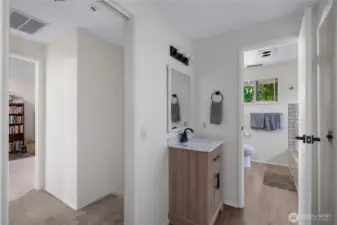 2 sinks in the multi room bath.