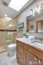 Remodeled primary bath.