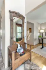 Tall entryway with large windows and an abundance of light!
