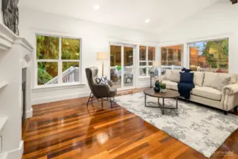 Living room opens to deck.