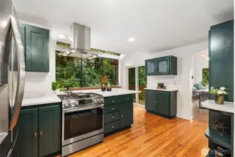 So many parties hosted, hanging out in the massive kitchen with counter seating.