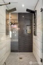 Primary ensuite custom shower with dual shower heads