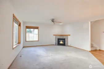 Family room over looks backyard.