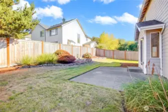 Backyard with water feature.