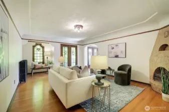 Coved ceilings, gorgeous hardwood floors and very spacious formal living room.