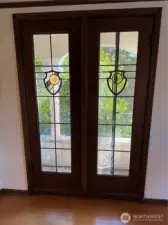 Lovely leaded glass doors to Juliet balcony.