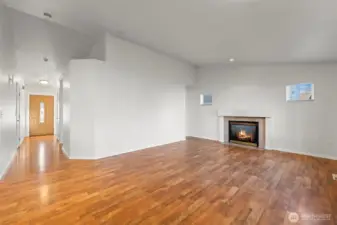 Hallway to Front Door and Primary Room from sliding glass door in the back of house