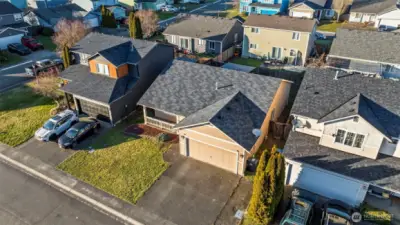 aerial of front of the house