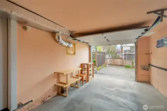 One car garage with plenty of extra storage