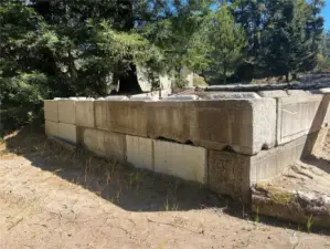 North end of property, with retaining wall.