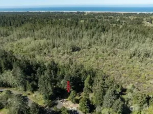 Arrow shows where the property is and the Pacific Ocean beyond.