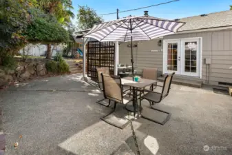 Backyard has great space with an upper level offering even more area!