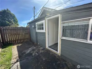 Back door area fenced.