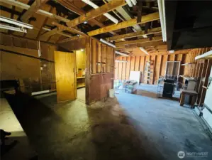 Showing extra storage room inside the garage
