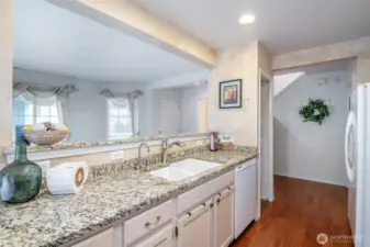 Kitchen opens to the living & dining rooms