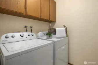 Full-size laundry room on the main level with plenty of storage.