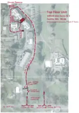 A map showing where the unit is and where to park.
