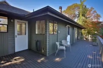 You have access to your deck from the sunroom, kitchen and living room (sliding glass doors).
