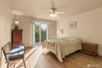 Spacious primary bedroom with private patio with room for hot tub!