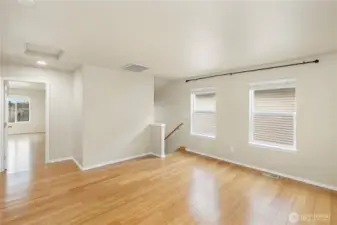 Stairs leads up to a huge airy and sun lit loft
