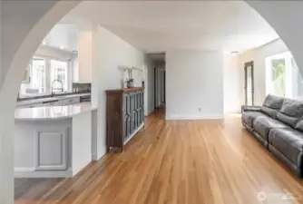 Living room view of hardwood floors