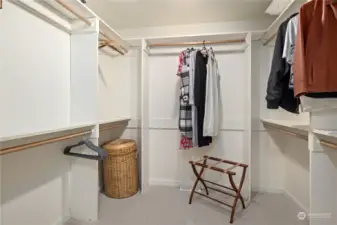 The large, walk-in closet in the primary bedroom.