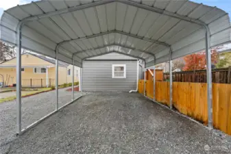 Large Carport for rare covered parking!