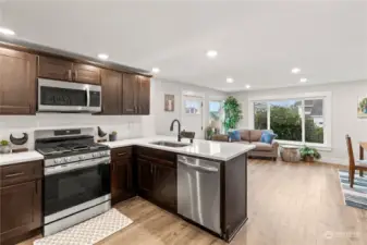 NEW Kitchen w/Espresso Cabinets, Quartz Counters, Tile Backsplash