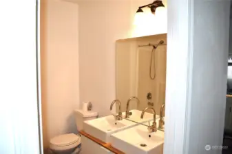 Bathroom with double sink.