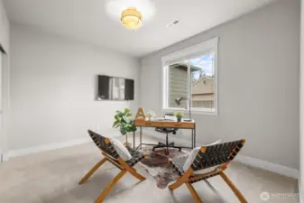 Great use of office space or bedroom with 3/4 bath downstairs